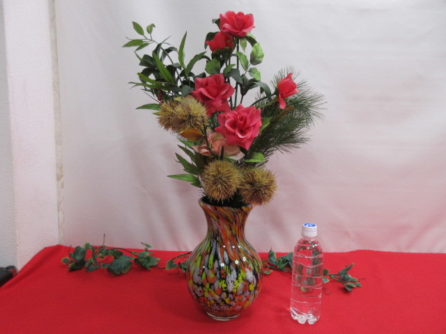 10OH1715 KAMEI GLASS ( черепаха i стакан ) ваза ваза для цветов цветок основа orange оттенок желтого мрамор H26cm