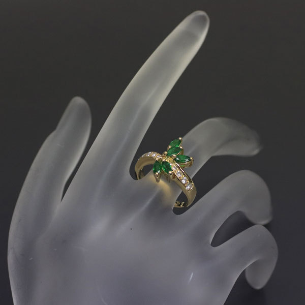K18YG エメラルド ダイヤモンド リング 0.77ct D0.27ct 出品4週目 ...