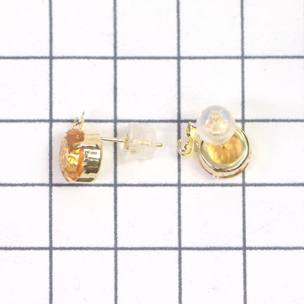 新品 K18YG シトリン ピアス C3.00ct スタッド ネコ 猫 【企画商品