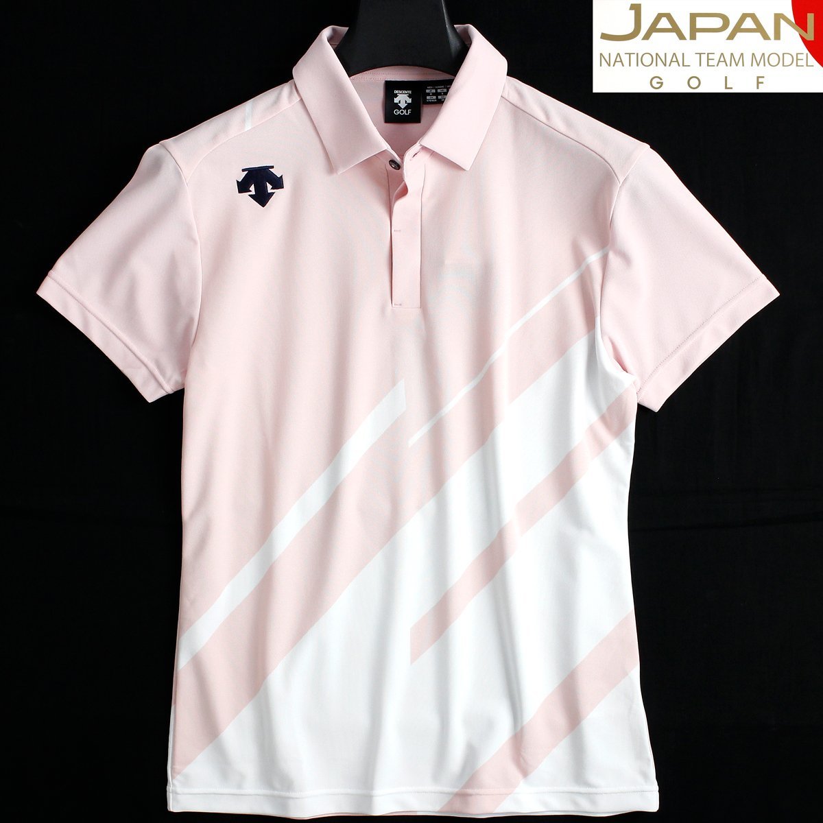 新品 DESCENTE デサント ゴルフ JAPAN NATIONAL TEAM 半袖 ポロシャツ M ピンク GOLF シャツ ゴルフウェア メンズ ポロ スポーツ ◆NL201A_画像1