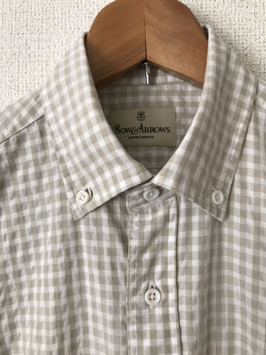  free shipping * cheap *Bow&Arrows*United Arrows United Arrows * button down short sleeves shirt * slim Fit * size XS* silver chewing gum check 