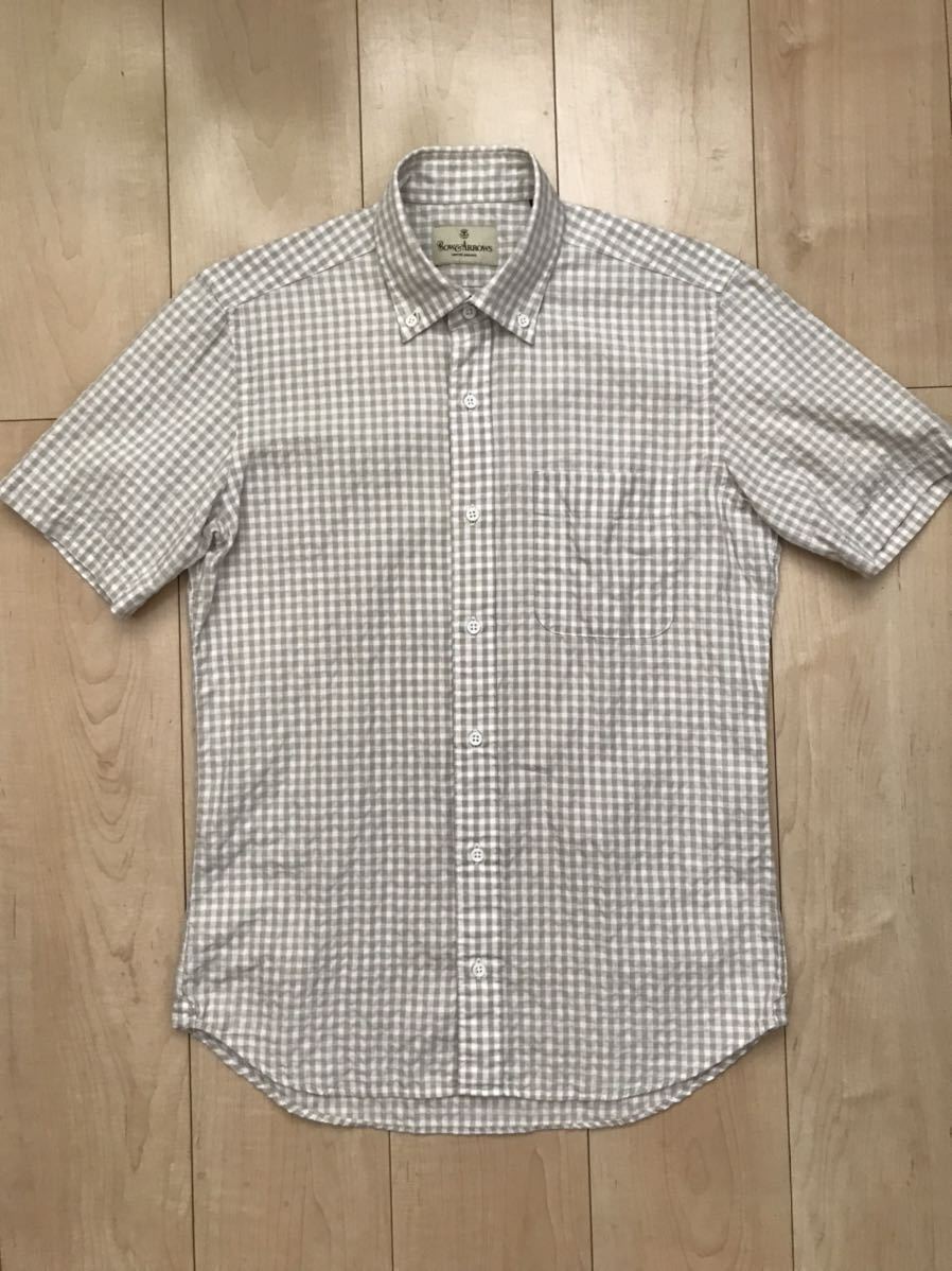  free shipping * cheap *Bow&Arrows*United Arrows United Arrows * button down short sleeves shirt * slim Fit * size XS* silver chewing gum check 