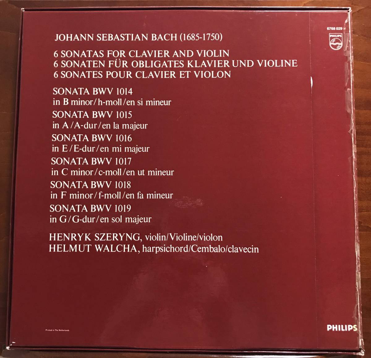 蘭PHILIPS 6768029★シェリング＆ヴァルヒャ《バッハ: ヴァイオリンとチェンバロのためのソナタ全曲》(2枚組)★オランダプレス 激レア_画像2