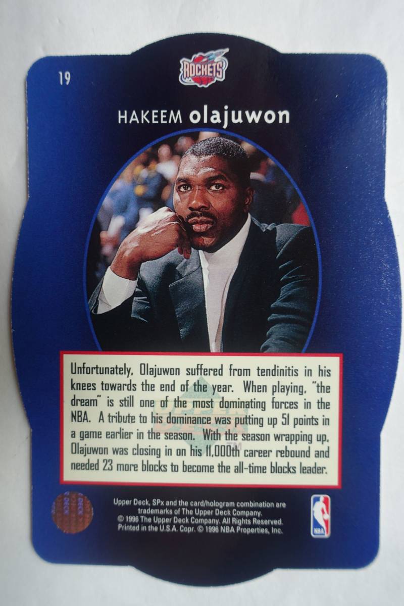 Hakeem Olajuwon 1996 SPx N0.19 Gold_画像2