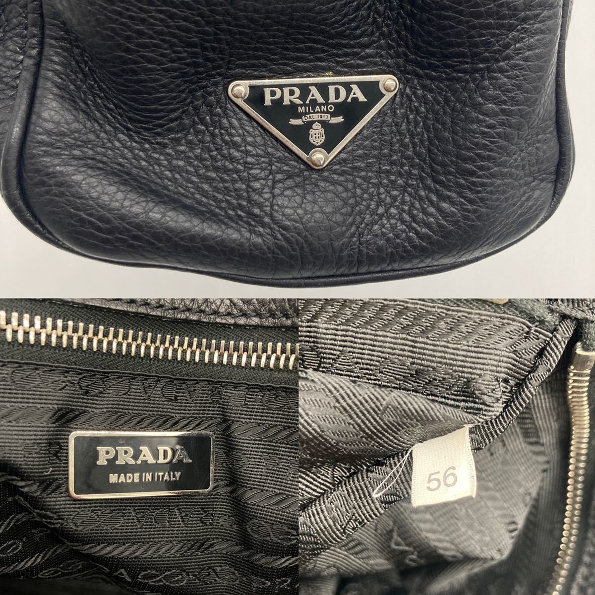 1円〜【未使用に近い】プラダ PRADA トートバッグ ビジネス オールレザー 本革 三角ロゴプレート A4 メンズ レディース ブラック 黒 肩掛け_画像10