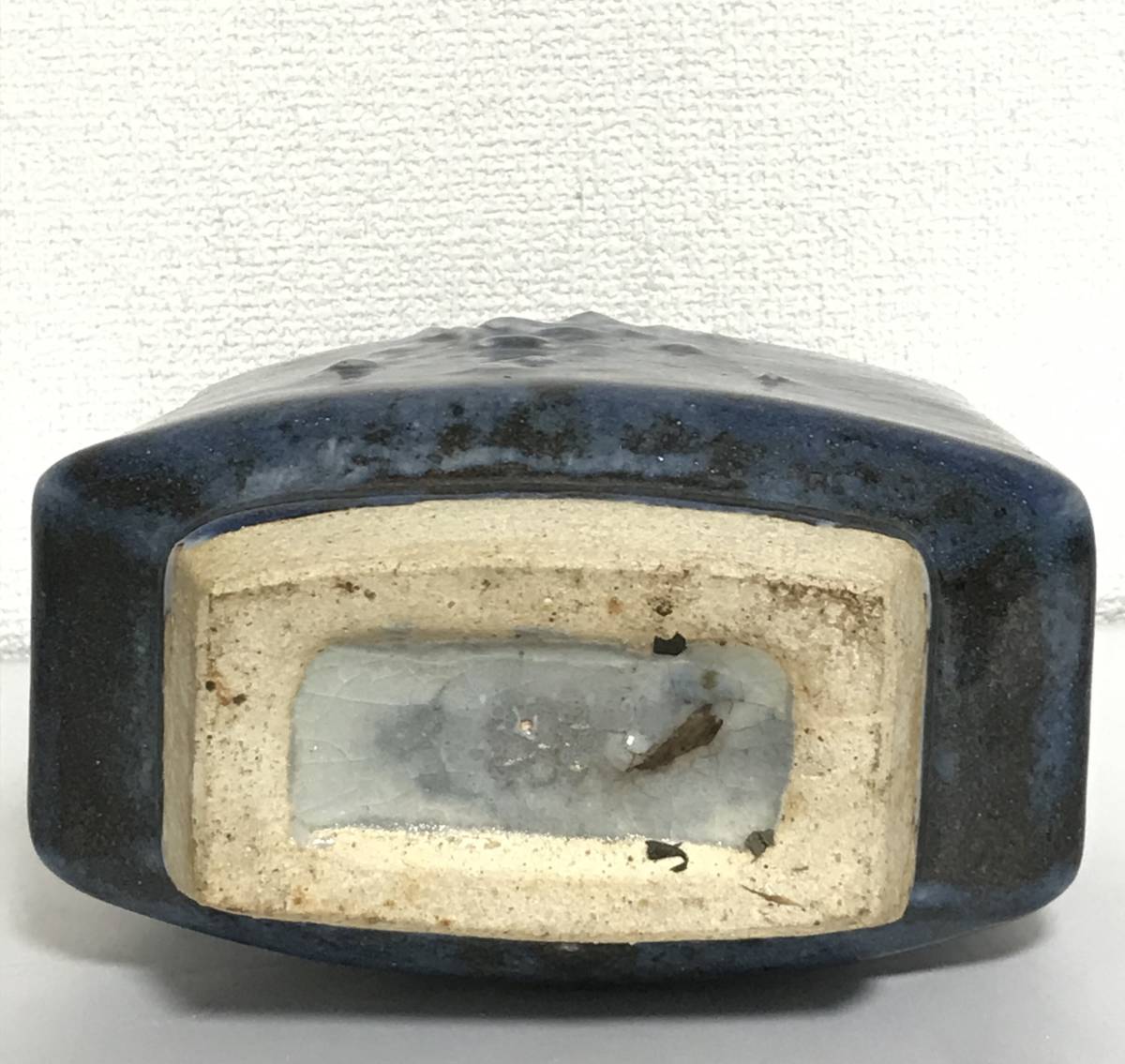椋木英三 ☆ 泥刷毛目 呉須 扁壷 ☆ 師:河井寛次郎 ☆民芸陶 椋木英三 ☆ 泥刷毛目 呉須 扁壷 ☆ 師:河井寛次郎 ☆民芸陶