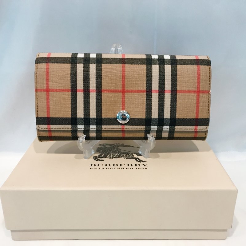 美品 BURBERRY ノバチェック 長財布 バーバリー ブラウン 茶