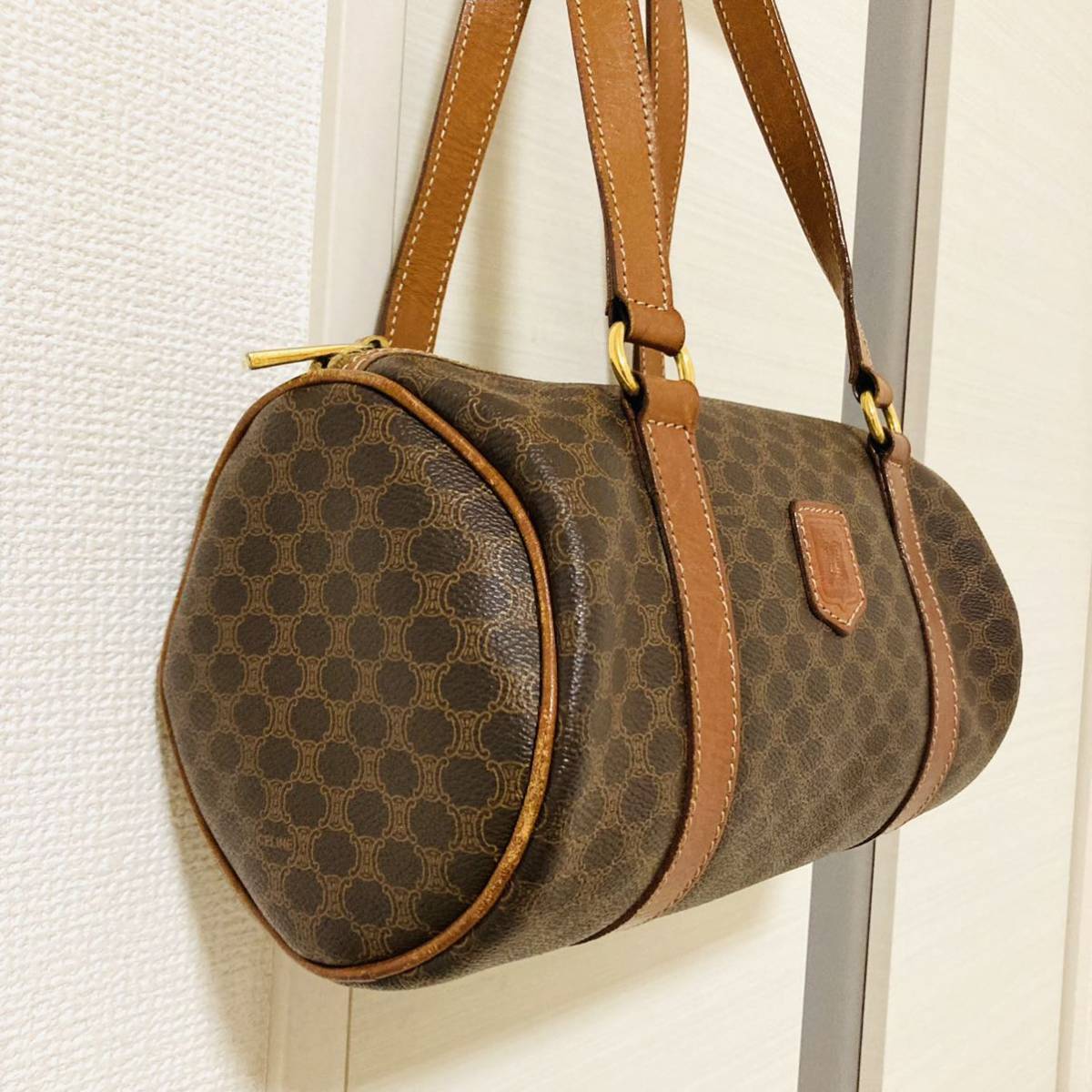 即決 CELINE セリーヌ マカダム柄 ミニボストン ドラムバッグ 即決 CELINE セリーヌ マカダム柄 ミニボストン ドラムバッグ