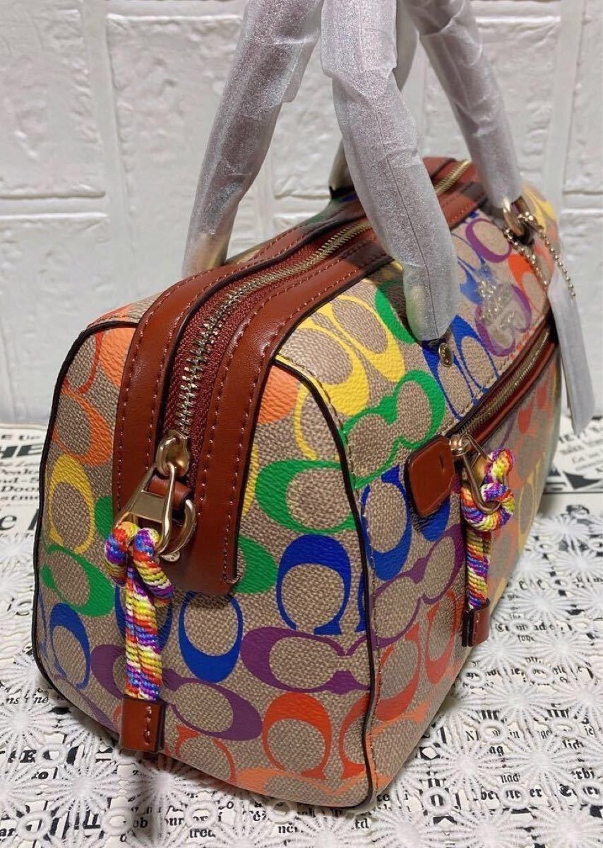 人気在庫あ COACH ボストンバッグ レインボー シグネチャー❣️新品未