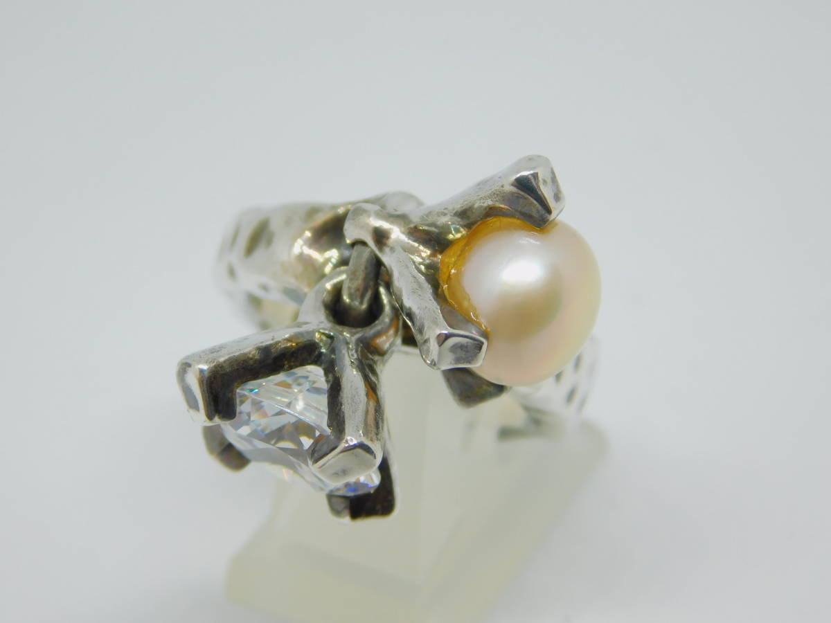 11 number beautiful goods e.mi- M zirconia pearl .. ring pearl 