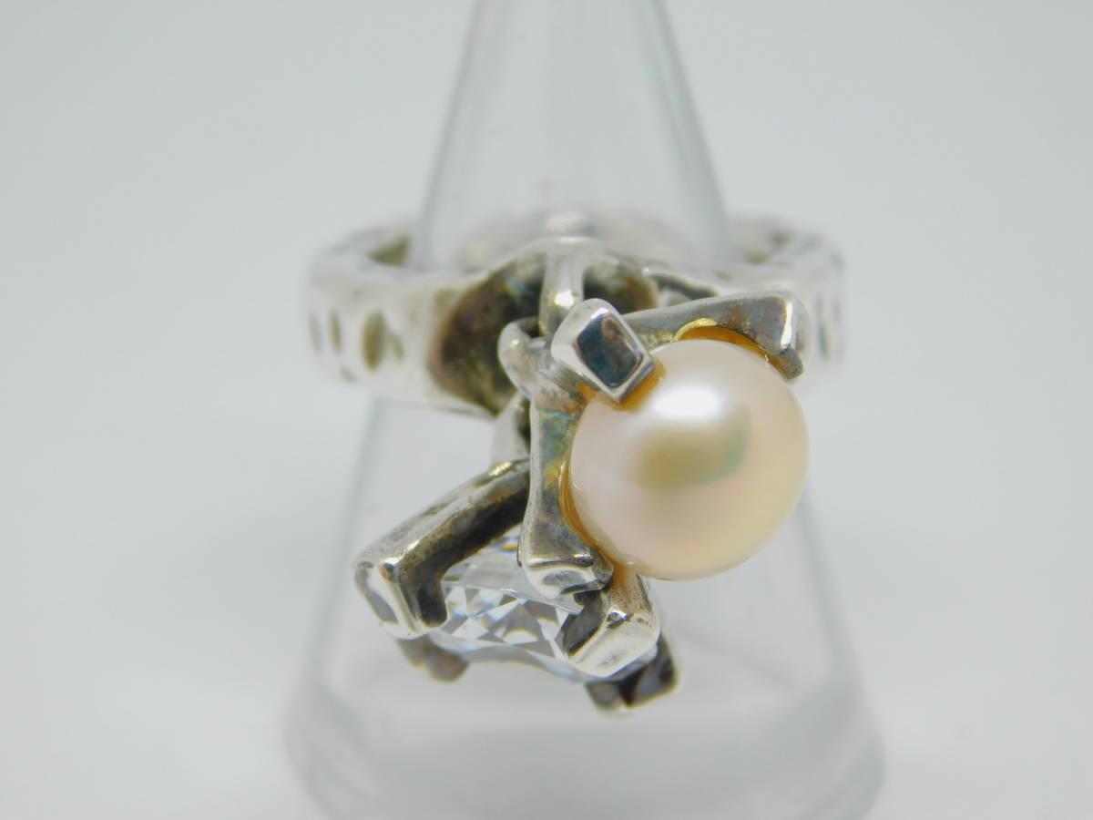 11 number beautiful goods e.mi- M zirconia pearl .. ring pearl 