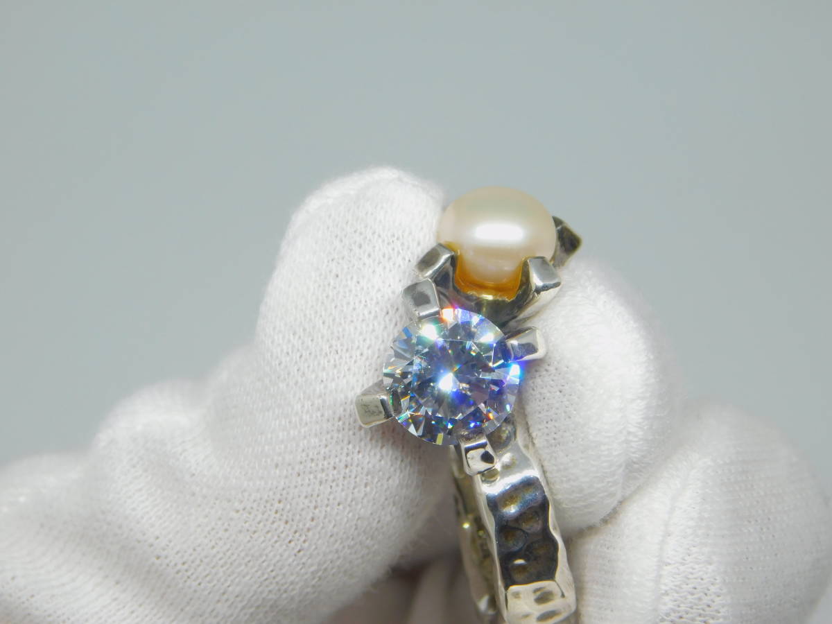 11 number beautiful goods e.mi- M zirconia pearl .. ring pearl 