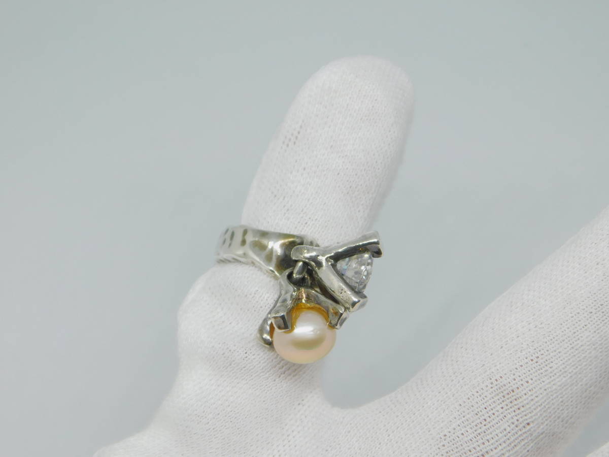 11 number beautiful goods e.mi- M zirconia pearl .. ring pearl 