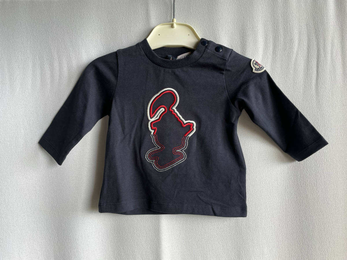 新品 本物 モンクレール キッズ ベビー ロゴ Tシャツ 3/6m MONCLER 赤ちゃん ベビー服 子供服 ロゴ ワッペン ネイビー トップス_画像1