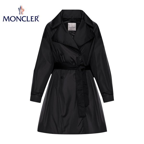 新品 本物 モンクレール トレンチ ダウン コート 3 黒 ブラック Moncler ジャケット ロゴ ワッペン