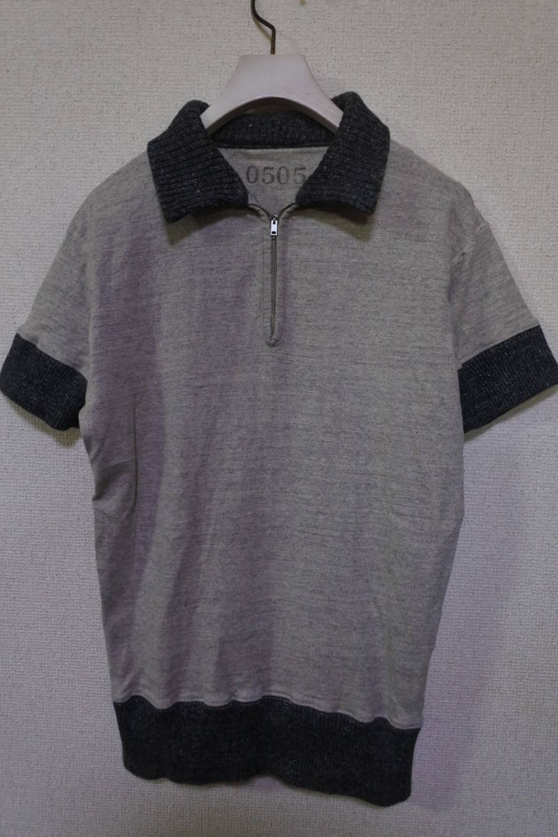 KAPITAL キャピタル 半袖 ジップアップ トップス ポロシャツ size 1 杢グレー×ごま塩 日本製