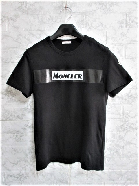 ☆MONCLER モンクレール ボックスロゴ プリント ワッペン Tシャツ 半袖/メンズ/S/黒☆モンクレールジャパン 国内正規品