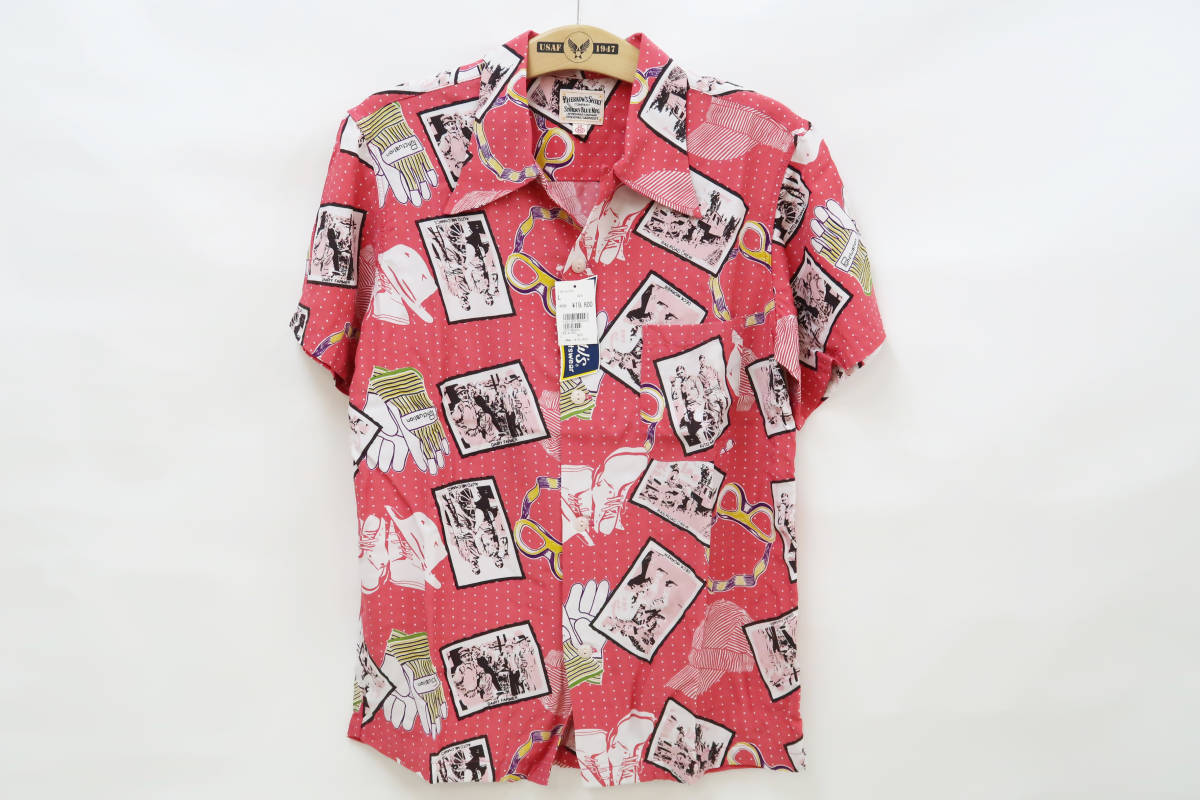 PHERROWS フェローズ KIKO アロハシャツ メンズ 半袖シャツ 14S-KIKO RED (Lサイズ) 多少汚れ 50%オフ (半額) 送料無料 即決 新品