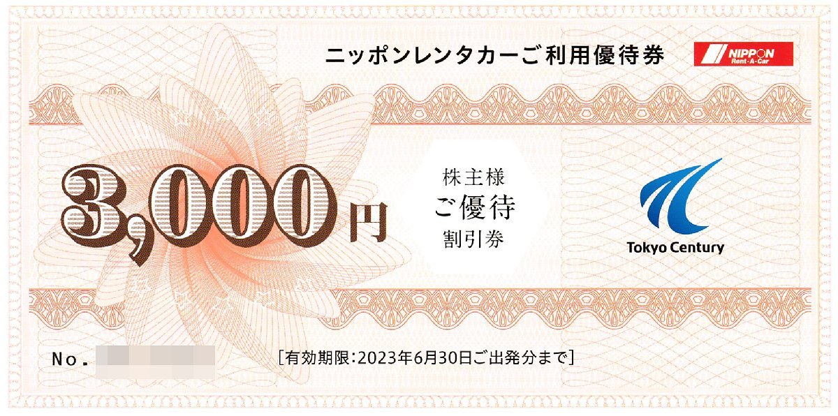 ニッポンレンタカー 株主優待券 3000円券×1枚 2023年6月30日 送料込_画像1