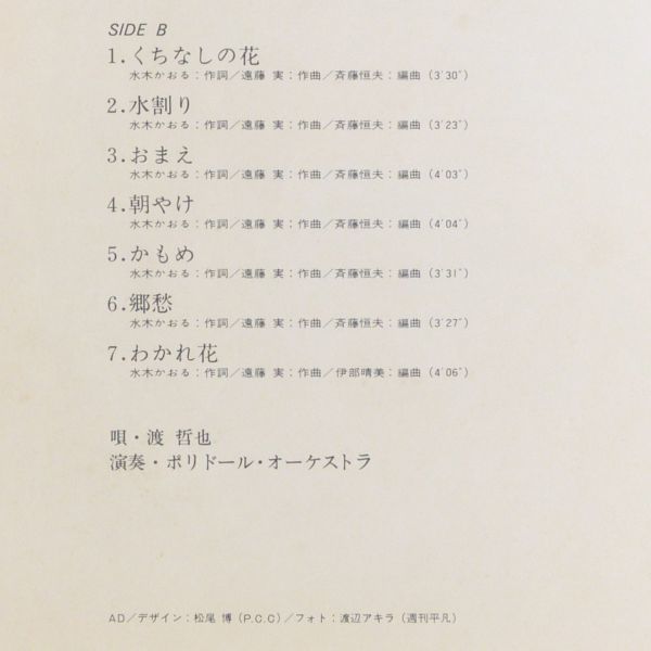 ■渡哲也｜ひとり／渡哲也ヒット・アルバム ＜LP 1978年 帯付き・日本盤＞_画像6