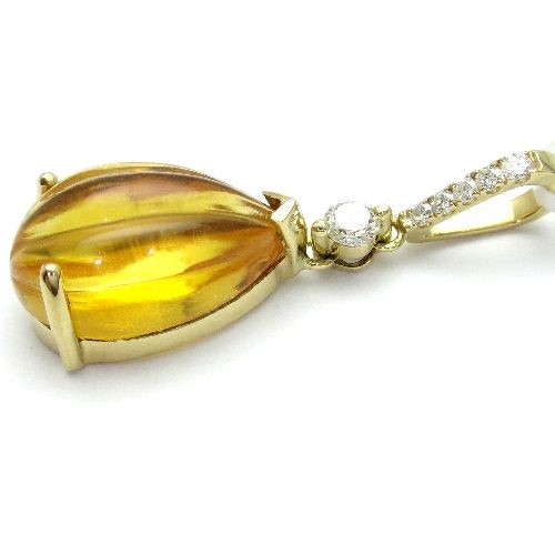 大人気定番商品 新品、未使用 K18YG シトリン 3.4cts ダイヤモンド
