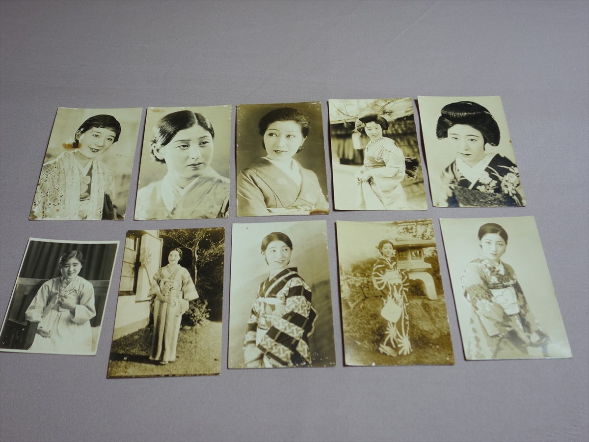 【注意事項あり】 おそらく 戦前 女性 ブロマイド 写真 10枚 / 美人 女優 モデル おそらく昭和・大正 まとめて セット
