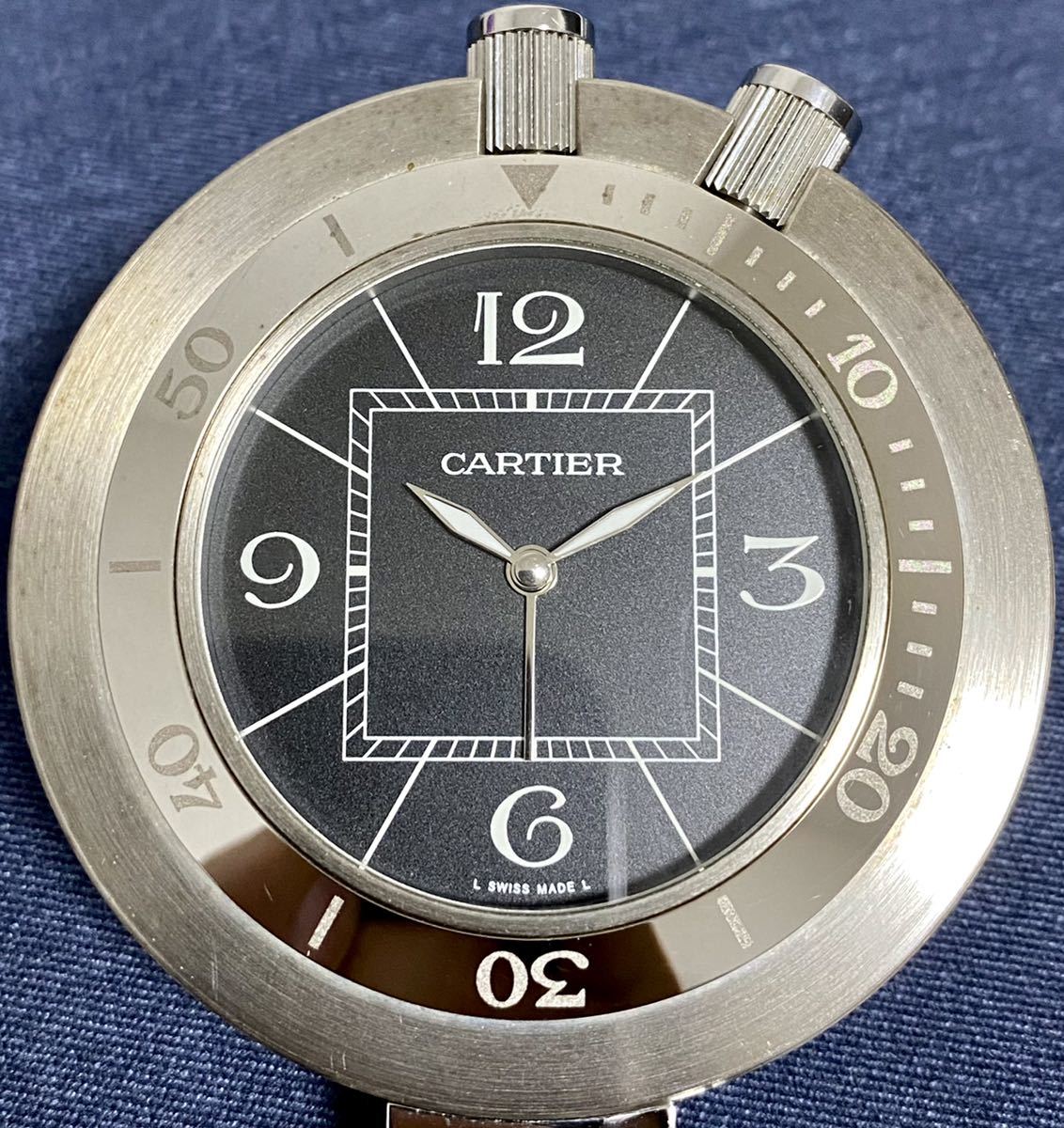 1円〜 Y Cartier カルティエ パシャ トラベルクロック アラーム メンズ