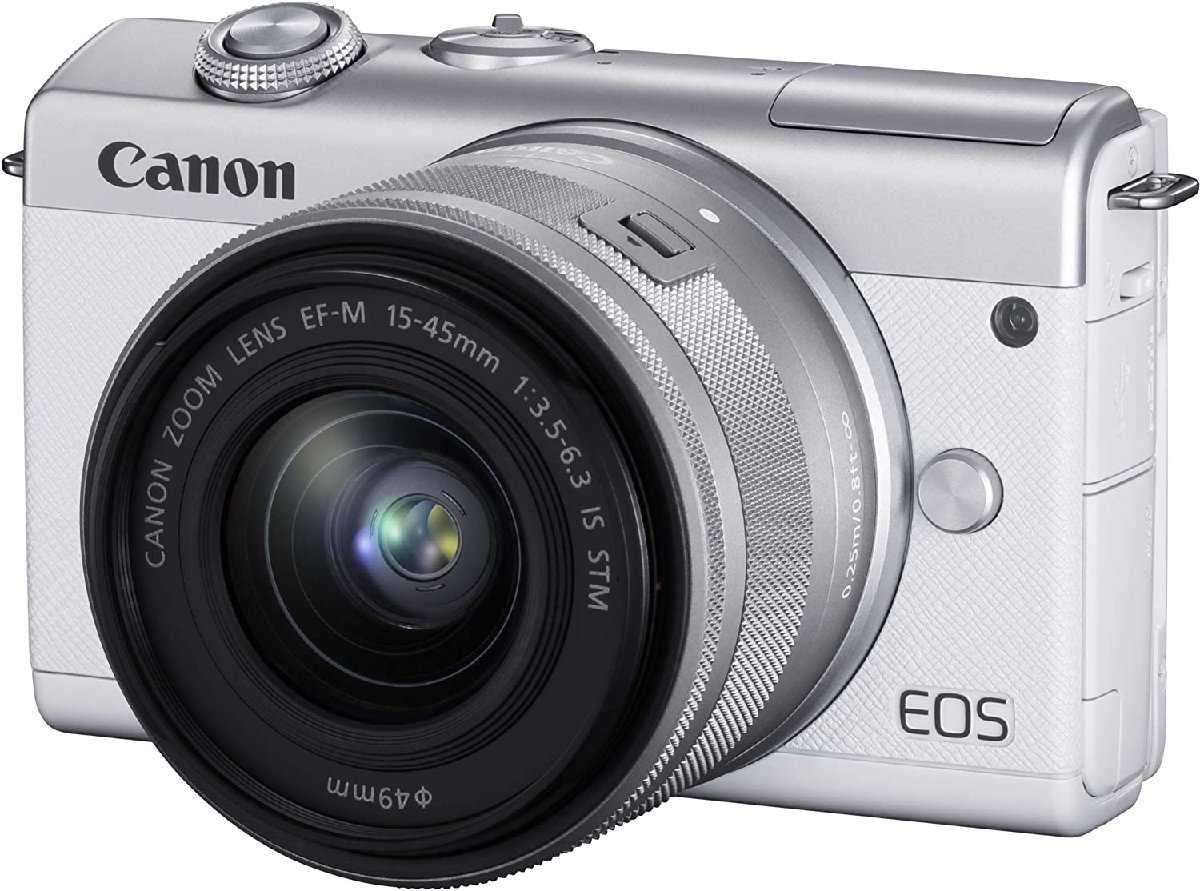 Canon ミラーレス一眼カメラ EOS M200 標準ズームキット ホワイト EOSM200W(中古品)