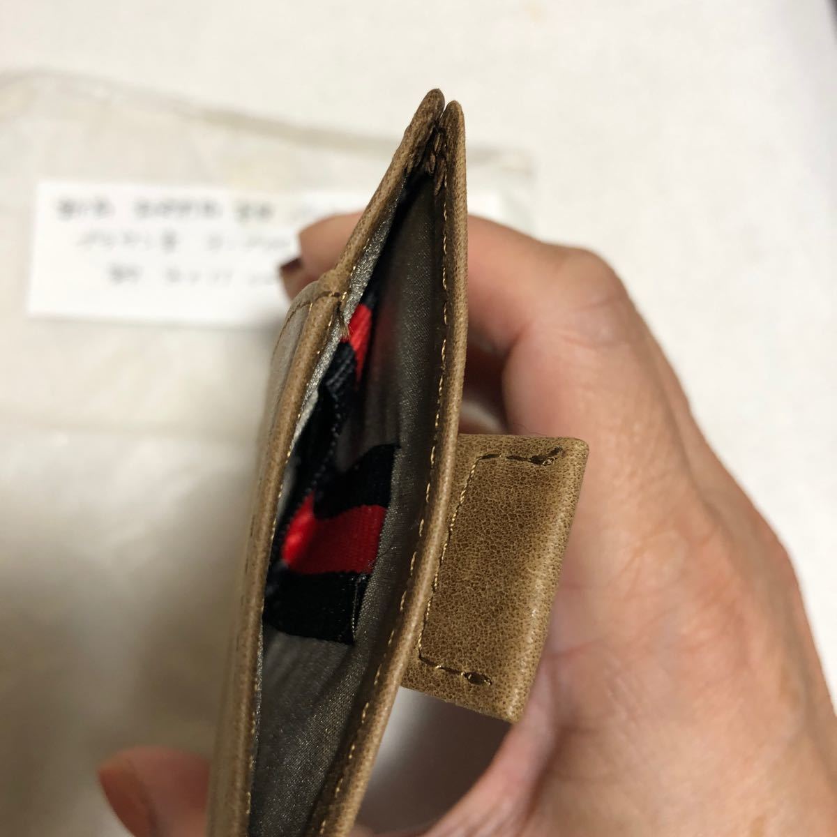 新品 未使用品 カードケース パスケース 本皮 ブラウン系 テープ付