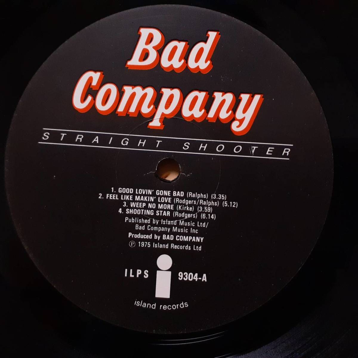  britain ISLANDo Rige LP!mato branch 1U!TML stamp!Bad Company / Straight Shooter 1975 year ILPS 9304 Boz Burrell(King Crimson) Paul Rodgers Free