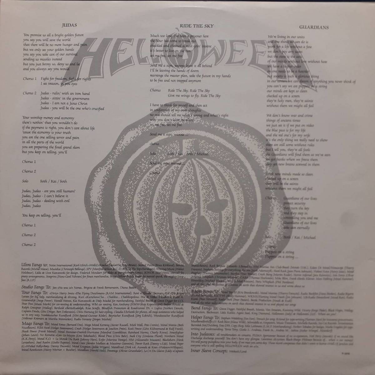 ドイツNOISEオリジ12インチ！デビュー曲！Helloween / Judas / Ride The Sky / Guardians 1986年 N 0048 ハロウィン カイ・ハンセン_画像3