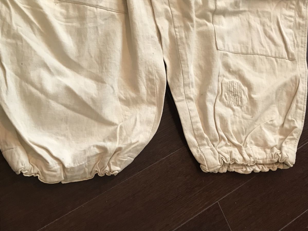 1950 period japanese old Vintage unbleached cloth work pants hem rubber rare article 