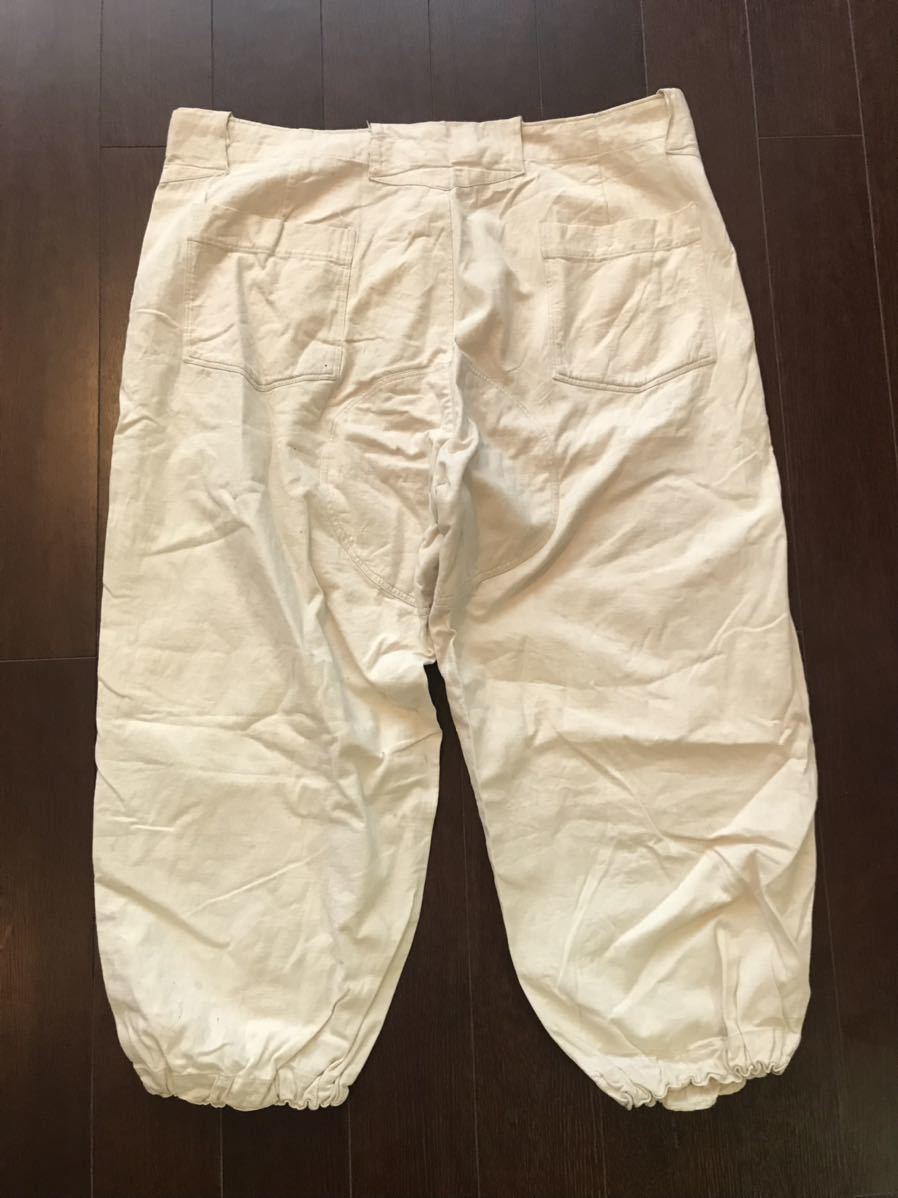 1950 period japanese old Vintage unbleached cloth work pants hem rubber rare article 
