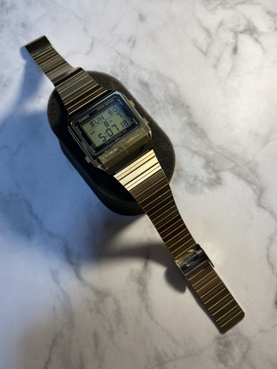 ★80's Vintage ★【送料無料】CASIO DATABANK DB-500G GOLD ゴールド 電池新品 豆球ライト オールドカシオ データバンク チープカシオ !
