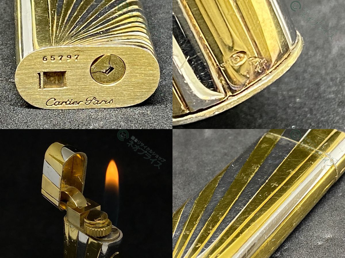 ◇Y6290 Cartier カルティエ ガスライター 円柱 K18 金無垢 刻印有 約 ...