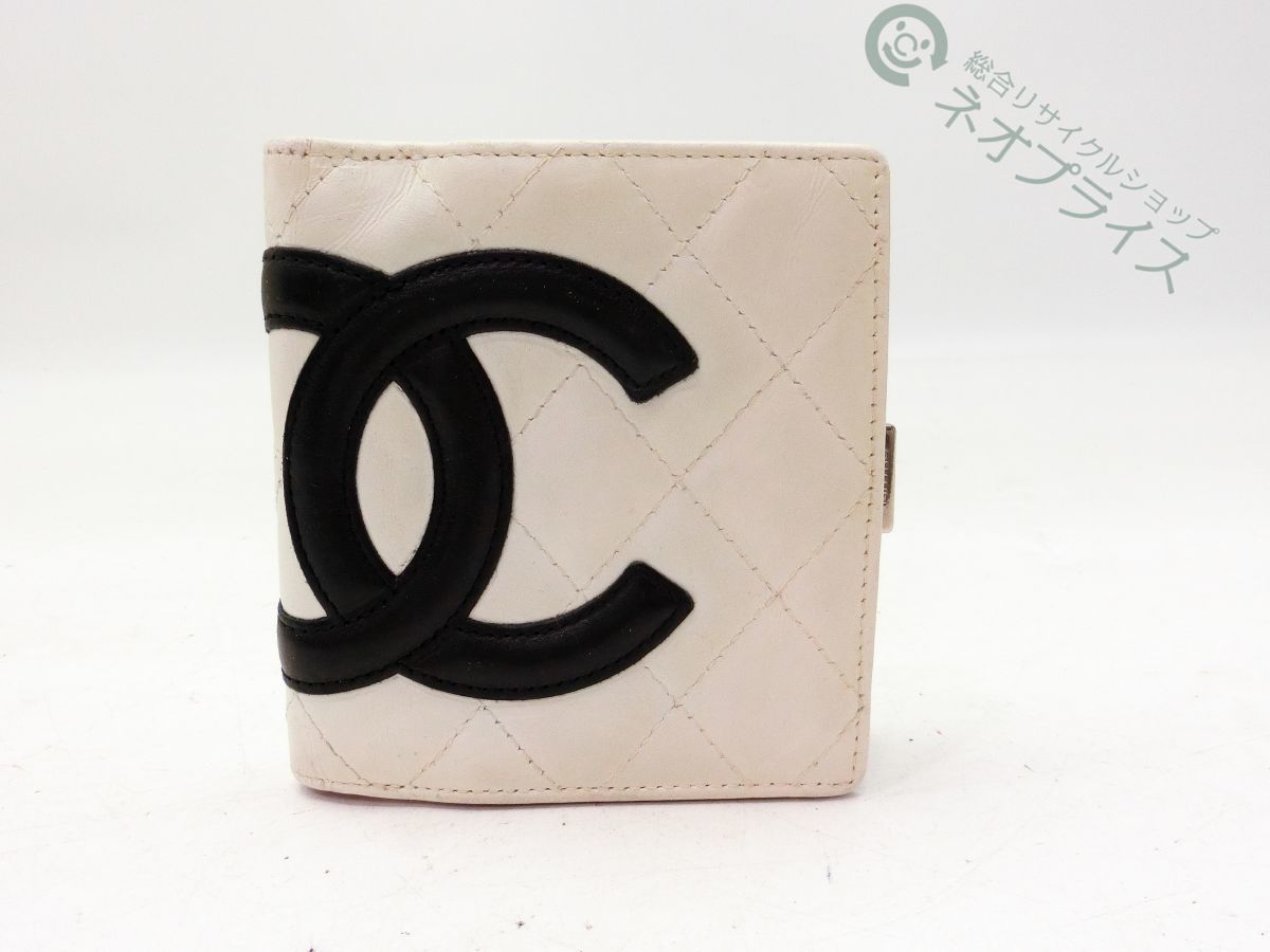 ◆S3098 CHANEL シャネル マトラッセ デカココマーク カンボンライン 二つ折り がま口 財布_画像1