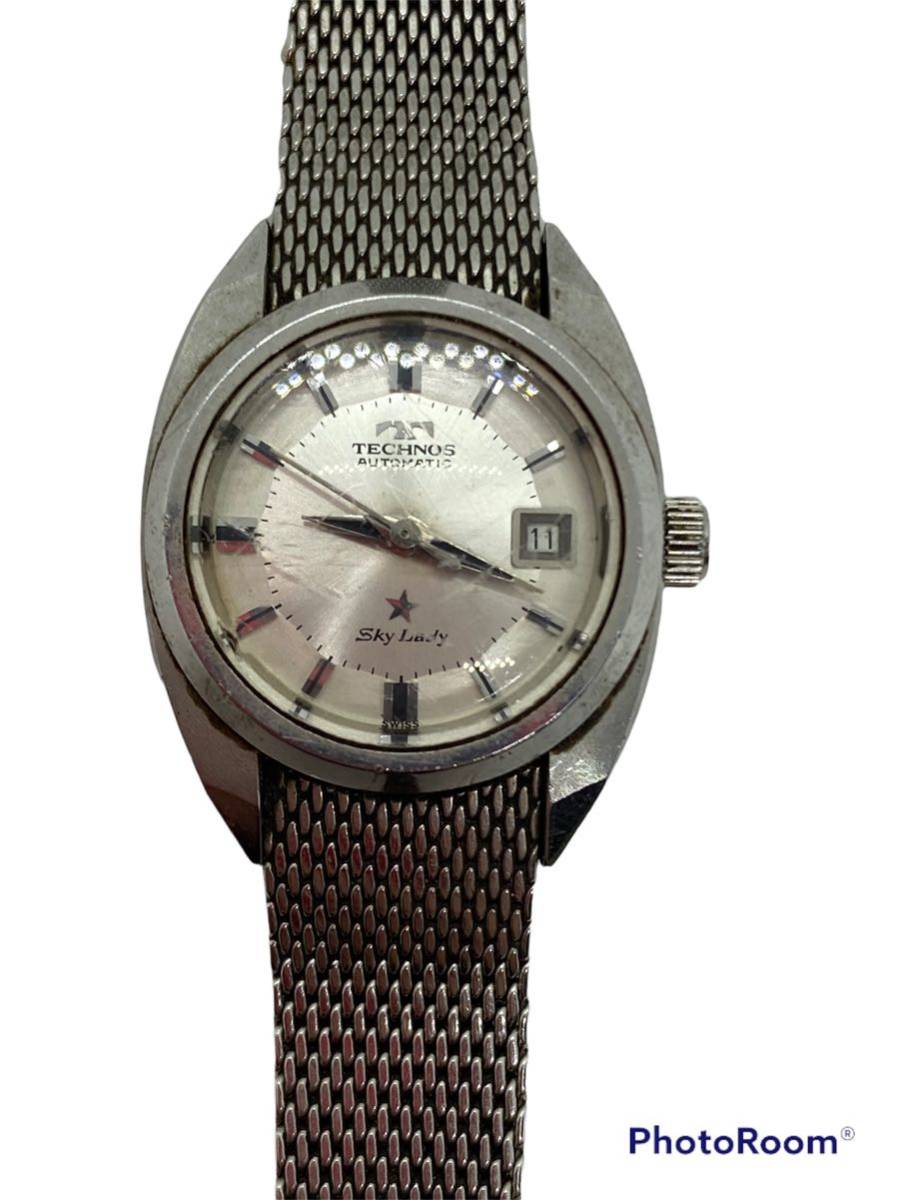 6394 TECHNOS テクノス sky lady スカイレディ automatic 手巻き 腕時計 ※カレンダー調節不可 3針 ※ジャンク品