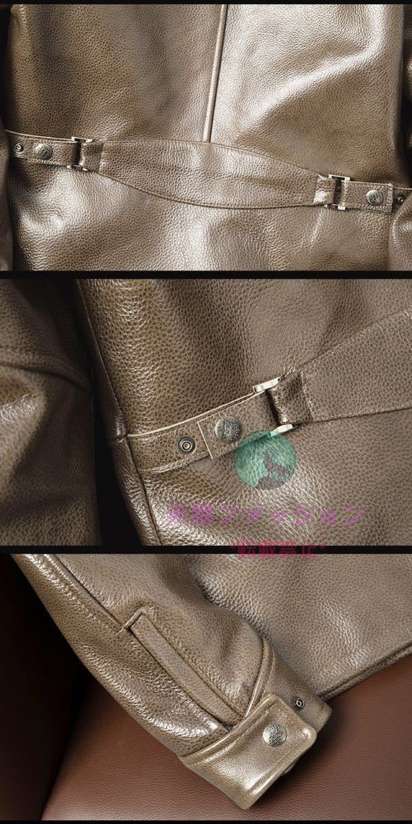 ●新作 レザージャケット 厚手 牛革 カウハイド メンズファッション オイル 革ジャン 本革 ライダース 1.8mm 中綿 コート S～5XL_画像10