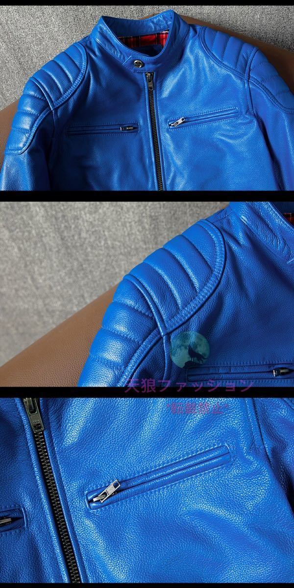 ●新作 レザージャケット 牛革 ライダース カウハイド 革ジャン メンズファッション バイクレザー アメカジ シングル 本革 アメカジ S～5XL_画像5
