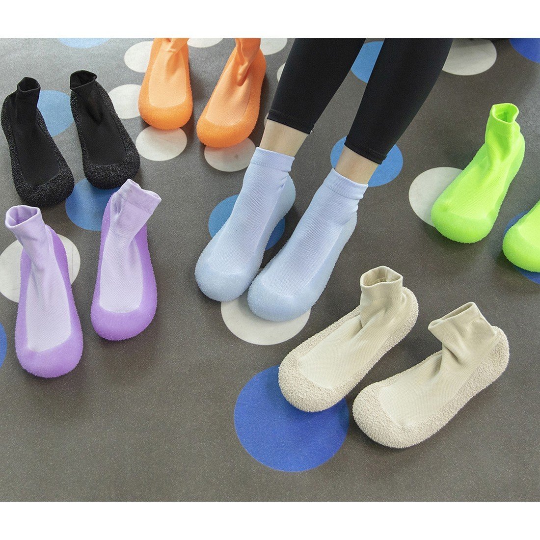  socks shoes fluorescence color slip prevention soft ventilation light weight elasticity socks room shoes interior outdoors combined use 23.5cm purple 