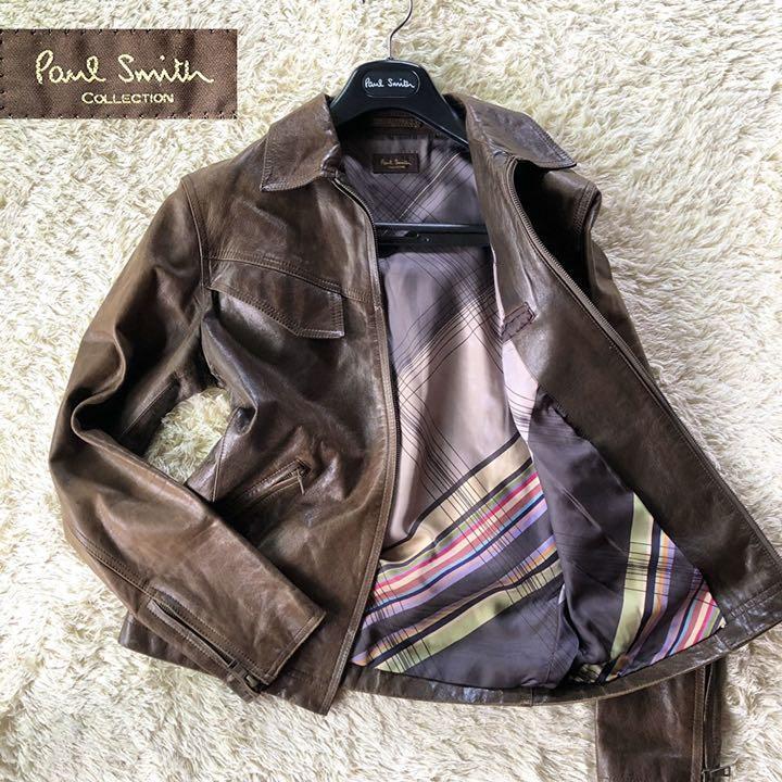 Paul Smith レザー ライダースジャケット 牛革 ポールスミス - アウター