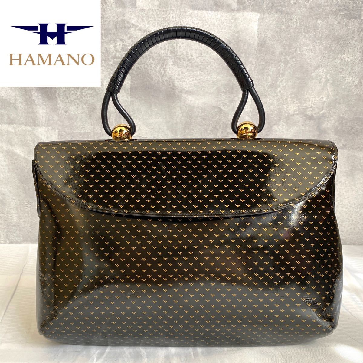 極美品 HAMANO ハマノ 濱野皮革工藝 皇室御用達 ハンドバッグ トート