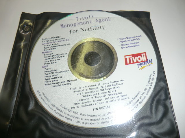 中古 CD-ROM2枚 Tivoli Management Agent for Netfinity 1枚、IBM techConnect 1枚 計2枚_画像1