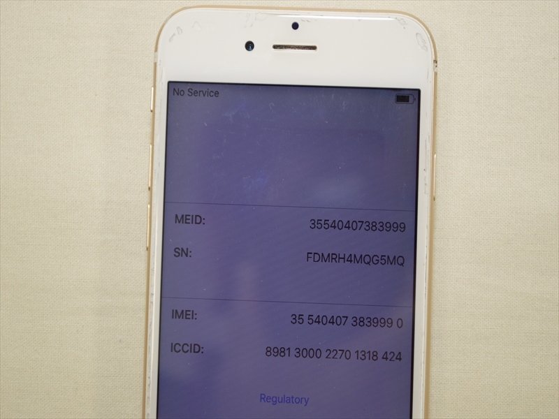 ジャンク au Apple iPhone 6 16GB GOLD NG492J/A 判定〇 バッテリー