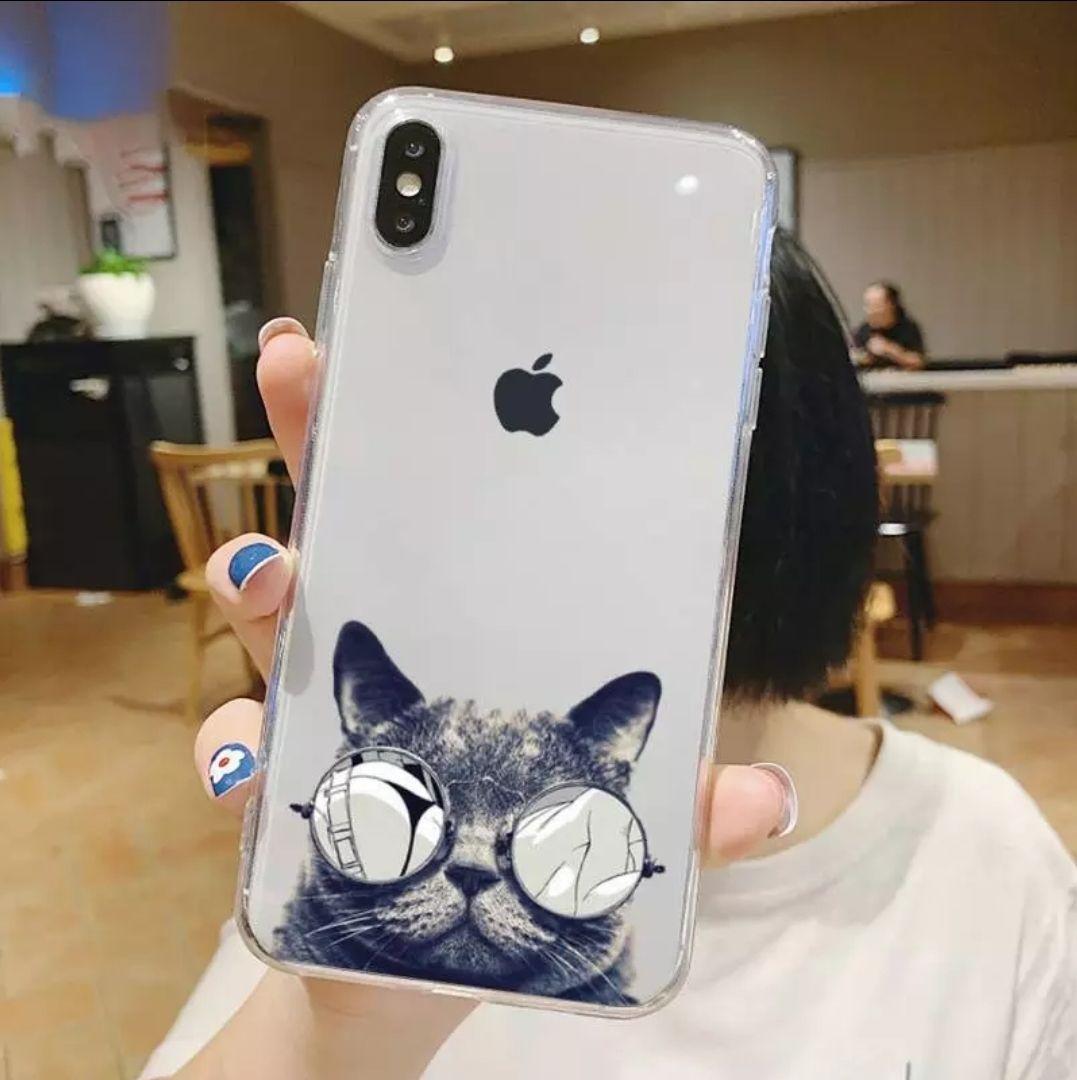 定番人気 Iphone11 スケルトン ケース サングラス 猫 ネコ Lacistitis Es