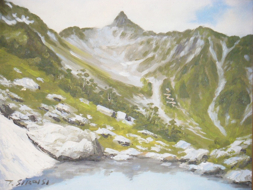 ☆絵画☆作者不詳 サイン有 油彩6号 槍ヶ岳☆H163 | alfasaac.com
