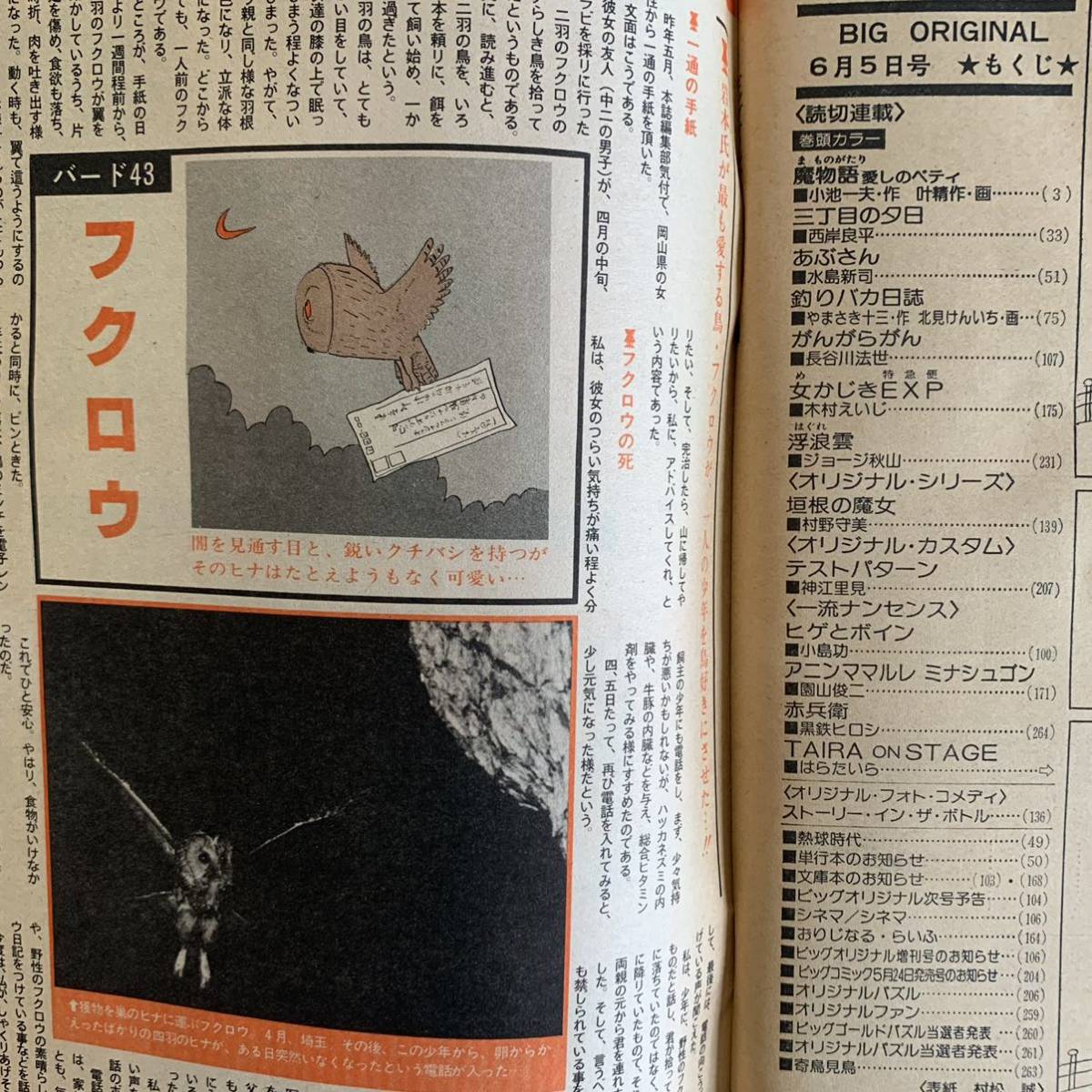 ビッグコミックオリジナル1980/6/5 昭和55年 巻頭カラー魔物語叶 ビッグコミックオリジナル1980/6/5 昭和55年 巻頭カラー魔物語叶