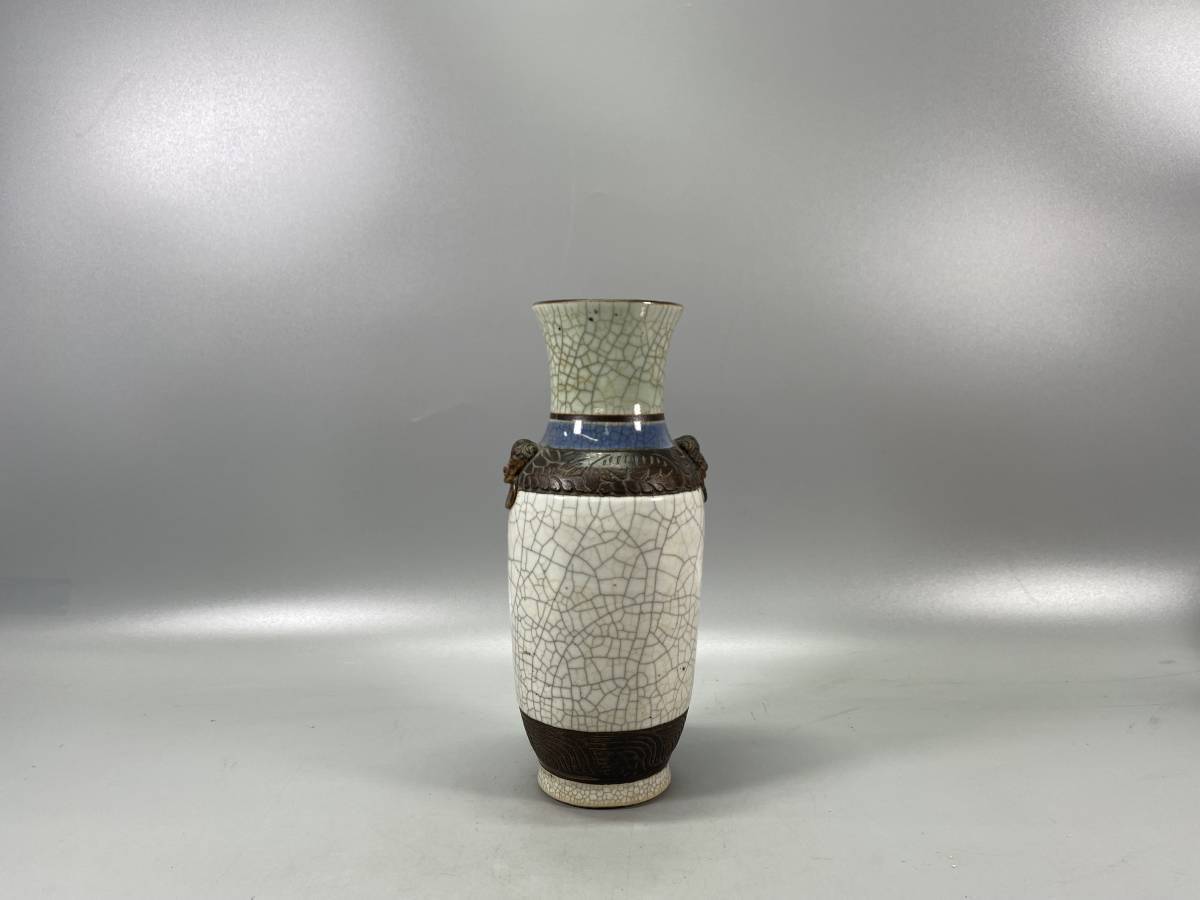 7#E/X2216 中国 成化年製 双耳壺 氷裂紋 花器 花瓶 花生 | sweatreno.com