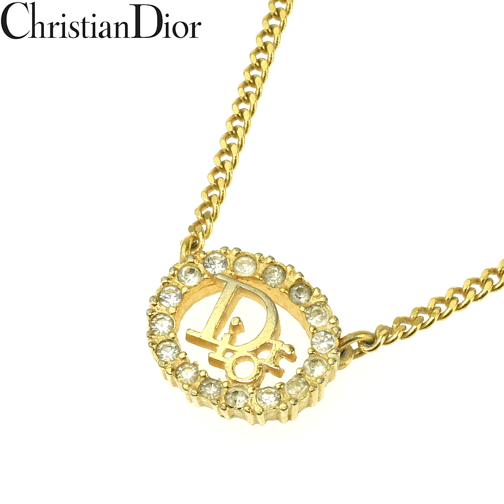Christian Dior クリスチャンディオール Diorロゴ モチーフ ラインストーン ネックレス ゴールド Christian Dior クリスチャンディオール Diorロゴ モチーフ ラインストーン ネックレス ゴールド
