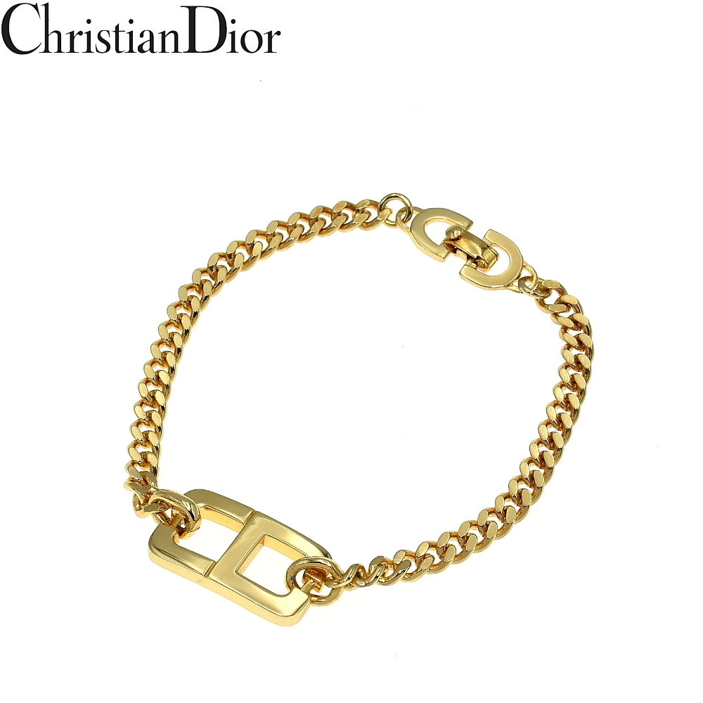 美品 Christian Dior クリスチャンディオール CDロゴモチーフ 喜平チェーン ブレスレット ゴールド